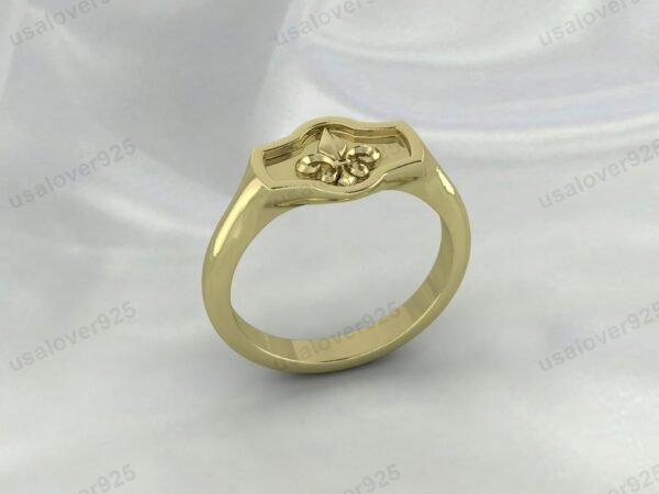 Fleur De Lis High Quality Yellow Brass Mens Signet Ring Jewelry - Image 4