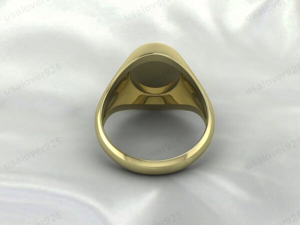 Simple Oval Shape Handmade High Quality Yellow Brass Mens Signet Ring Jewelry - Image 4