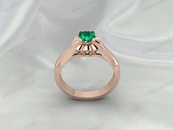 Dainty Emerald Green Gemstone Solitaire Women Ring, 925 Sterling Silver Jewelry - Image 2