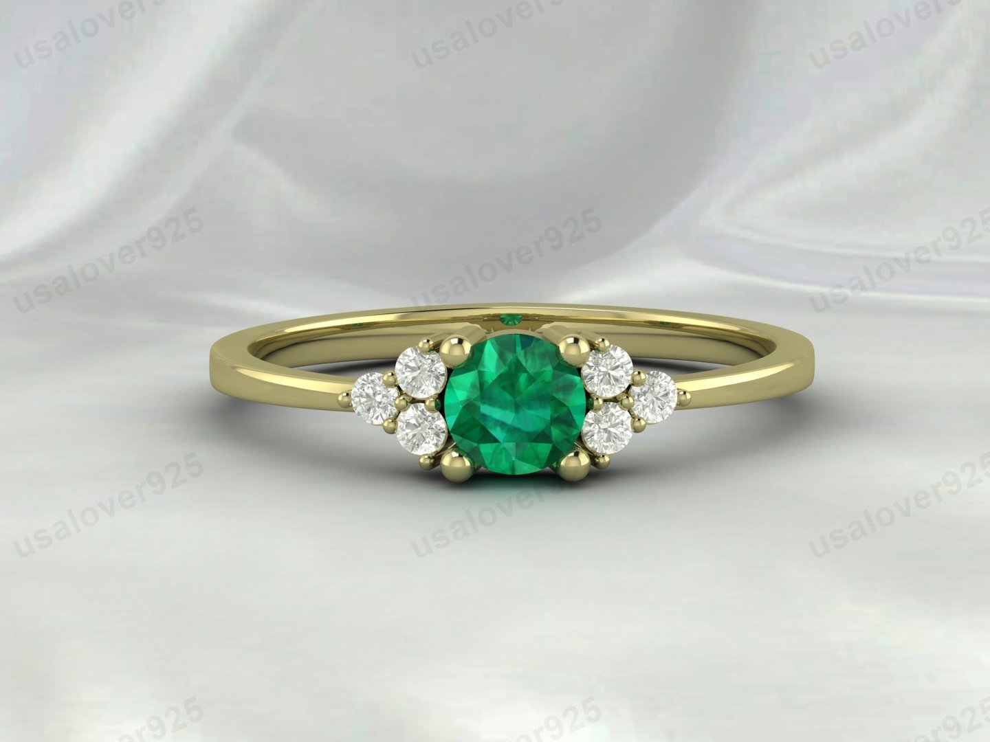 Emerald Green Gemstone Solitaire Women Ring 925 Sterling Silver Jewelry