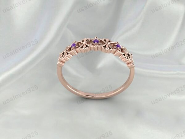 Amethyst Gemstone Art Deco Women Ring, 925 Sterling Silver Jewelry - Image 3