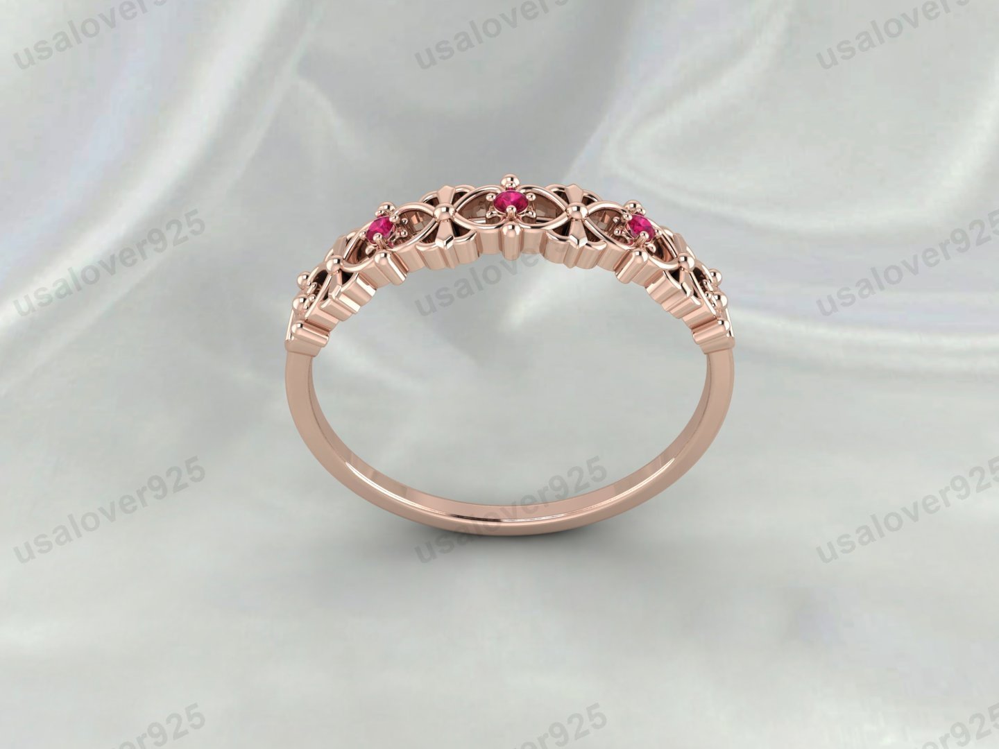 Ruby Art Deco Women’s Ring – 925 Sterling Silver Gemstone Jewelry - Image 3