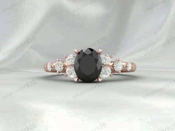 Vintage Art Deco Onyx Oval Ring – Women’s 925 Sterling Silver Jewelry - Image 3