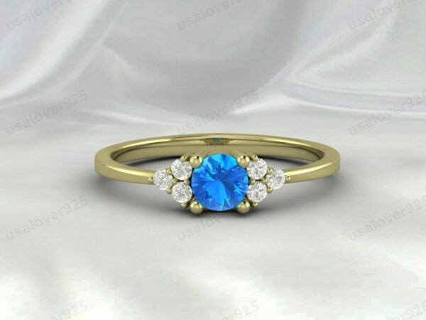 Blue Topaz Gemstone Solitaire Women Ring 925 Sterling Silver Jewelry - Image 3