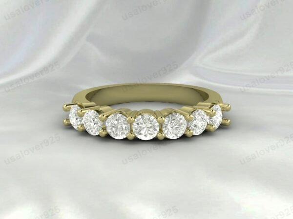 Unique CZ Diamond Stone Half Eternity Women Ring, 925 Sterling Silver Jewelry - Image 2