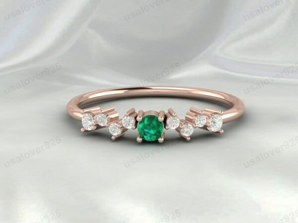 Emerald Gemstone Eternity Women Ring 925 Sterling Silver Jewelry - Image 3
