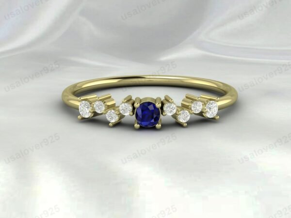 Blue Sapphire Gemstone Eternity Women Band Ring 925 Sterling Silver Jewelry - Image 2