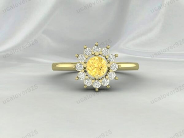 Citrine Gemstone Solitaire Women Ring 925 Sterling Silver Jewelry - Image 2