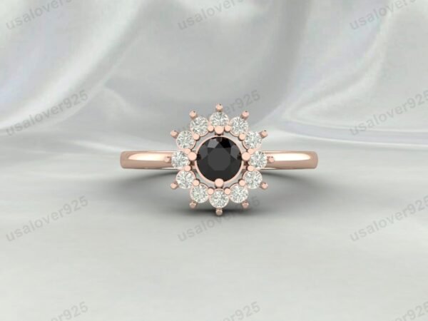 Black Onyx Gemstone Solitaire Women Ring 925 Sterling Silver Jewelry - Image 3