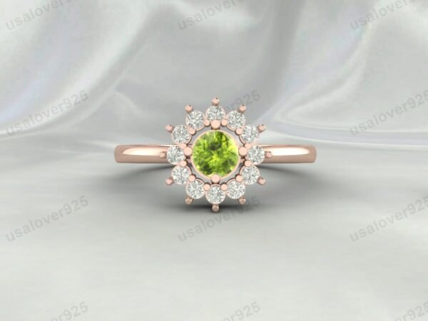 Peridot Gemstone Solitaire Women Ring 925 Sterling Silver Jewelry - Image 2