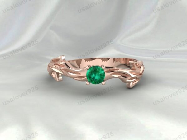 Emerald Green Gemstone Solitaire Women Ring 925 Sterling Silver Jewelry - Image 2