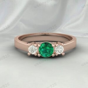 Emerald Green Gemstone Women Ring 925 Sterling Silver Jewelry