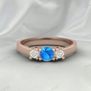 Blue Topaz Gemstone Women Ring 925 Sterling Silver Jewelry