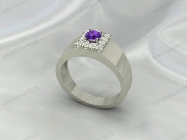 Amethyst Gemstone Solitaire Women Ring Band 925 Sterling Silver Jewelry - Image 2