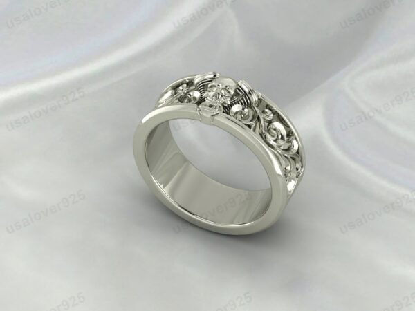 Skull Unique Design 925 Sterling Silver Unisex Band Ring Jewelry - Image 2