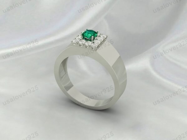 Emerald Gemstone Solitaire Women Ring 925 Sterling Silver Jewelry - Image 3