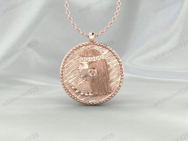 Cleopatra Queen Ancient Egyptian Pendant, 925 Sterling Silver Necklace Jewelry - Image 3