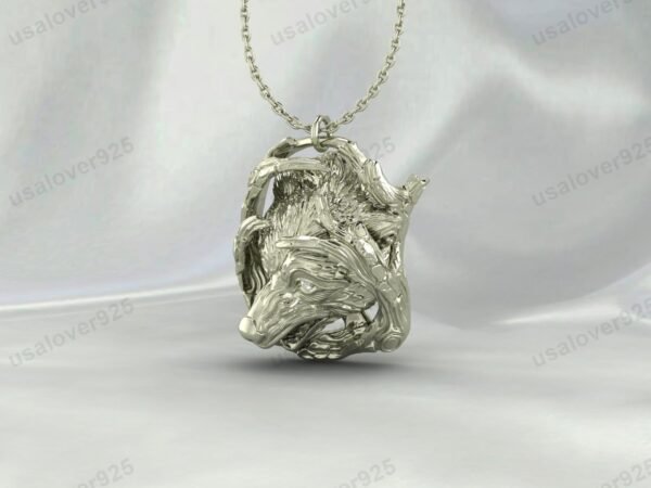 Wolf Unique Design Unisex Pendant, 925 Sterling Silver Necklace Jewelry - Image 2