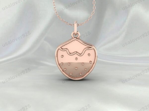 Strawberry Unique Design Unisex Pendant, 925 Sterling Silver Necklace Jewelry - Image 3