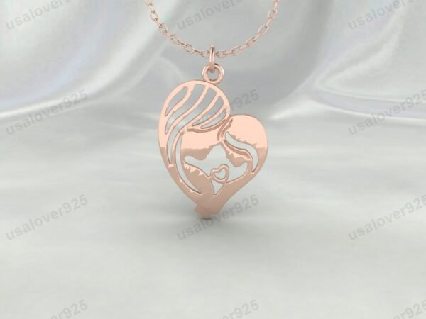 Unique Mother Daughter Love Women Pendant, 925 Sterling Silver Necklace Jewelry - Image 2