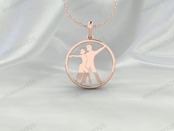 Latin Couple Dancing Unisex Pendant, 925 Sterling Silver Necklace Jewelry - Image 3