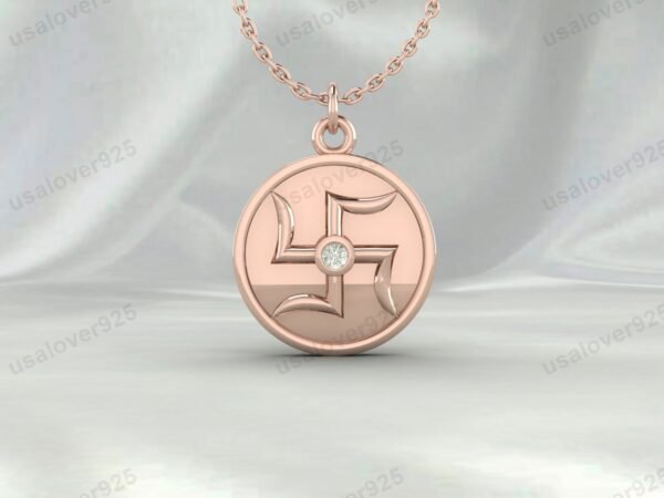 Swastik Religious Symbol Unisex Pendant, 925 Sterling Silver Necklace Jewelry - Image 3