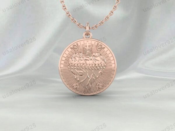 Heart Pendant With Cross Medallion Jewelry Unisex Pendant, 925 Sterling Silver Necklace Jewelry - Image 2