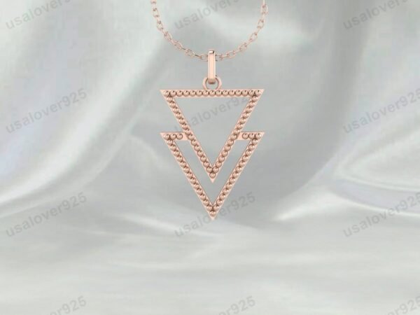 Triangle Unique Design Unisex Pendant, 925 Sterling Silver Necklace Jewelry - Image 2