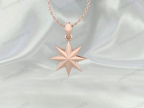 Star Shape Unique Design Unisex Pendant, 925 Sterling Silver Necklace Jewelry - Image 3