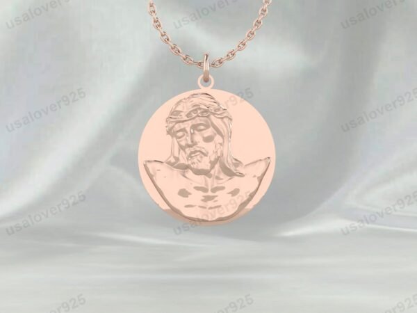 Jesus Face Unique Design Unisex Pendant, 925 Sterling Silver Necklace Jewelry - Image 3