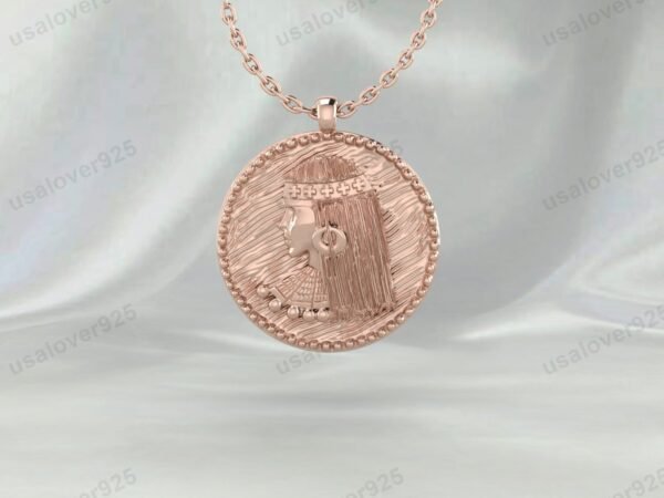 Cleopatra Queen Ancient Egyptian Unique Design Unisex Pendant, 925 Sterling Silver Necklace Jewelry - Image 3