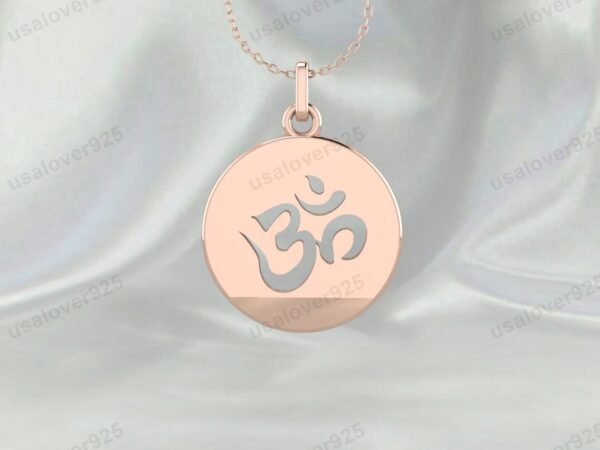 Om Symbol Religious Unique Design Unisex Pendant, 925 Sterling Silver Necklace Jewelry - Image 3
