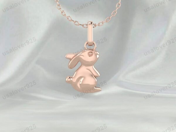 Rabbit Unique Design Unisex Pendant, 925 Sterling Silver Necklace Jewelry - Image 3