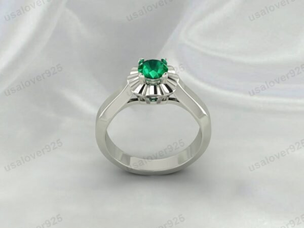 Dainty Emerald Green Gemstone Solitaire Women Ring, 925 Sterling Silver Jewelry - Image 9