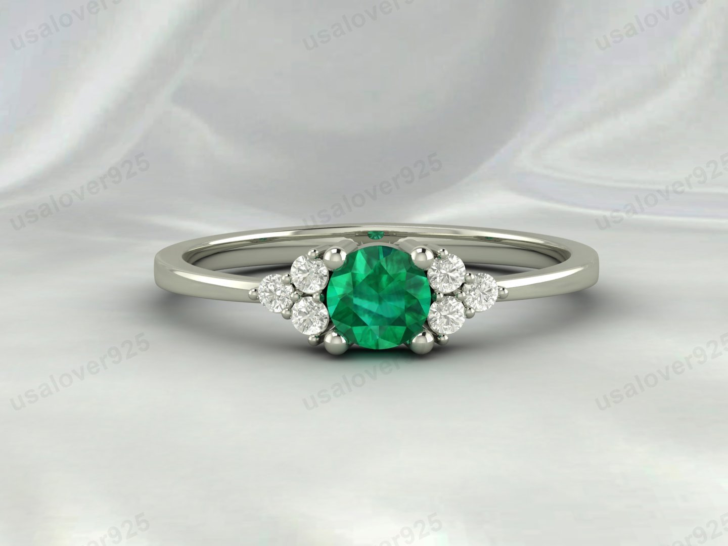 Emerald Green Gemstone Solitaire Women Ring 925 Sterling Silver Jewelry - Image 3