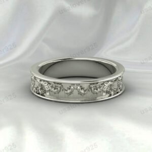 925 Sterling Silver Unisex Band – Unique Art Deco Style Ring Jewelry