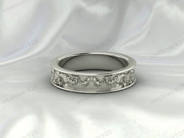 925 Sterling Silver Unisex Band – Unique Art Deco Style Ring Jewelry