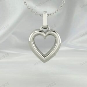 Heart Shape Unique Design Unisex Pendant, 925 Sterling Silver Necklace Jewelry