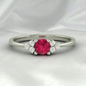Natural Ruby Pink Gemstone Solitaire Women Ring 925 Sterling Silver Jewelry
