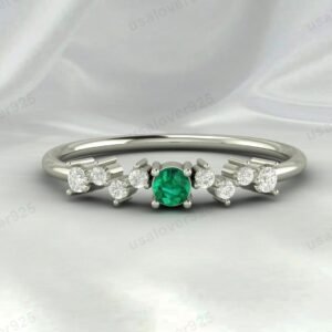 Emerald Gemstone Eternity Women Ring 925 Sterling Silver Jewelry