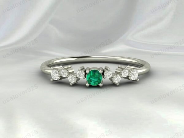 Emerald Gemstone Eternity Women Ring 925 Sterling Silver Jewelry