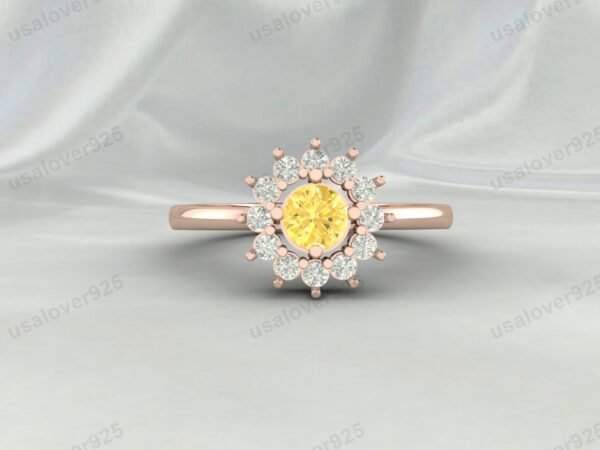 Citrine Gemstone Solitaire Women Ring 925 Sterling Silver Jewelry - Image 3