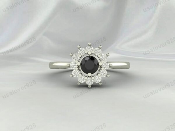 Black Onyx Gemstone Solitaire Women Ring 925 Sterling Silver Jewelry