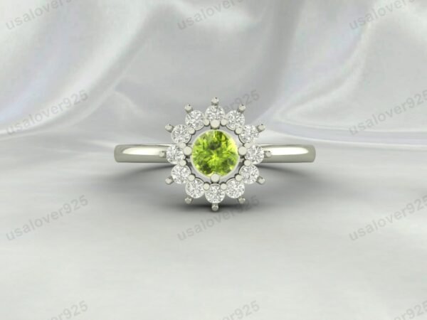 Peridot Gemstone Solitaire Women Ring 925 Sterling Silver Jewelry - Image 3