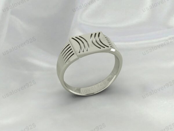 Solid 925 Sterling Silver Unique Simple Design Handmade Mens Signet Ring Jewelry - Image 3