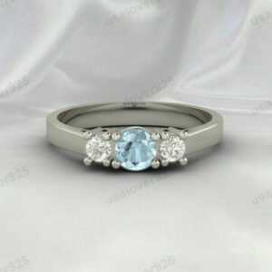 Aquamarine Gemstone Women Ring 925 Sterling Silver Jewelry