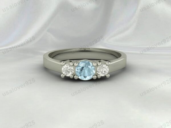 Aquamarine Gemstone Women Ring 925 Sterling Silver Jewelry