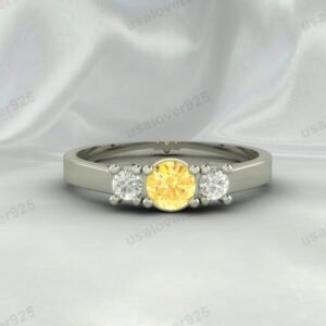 Citrine Gemstone Women Ring 925 Sterling Silver Jewelry