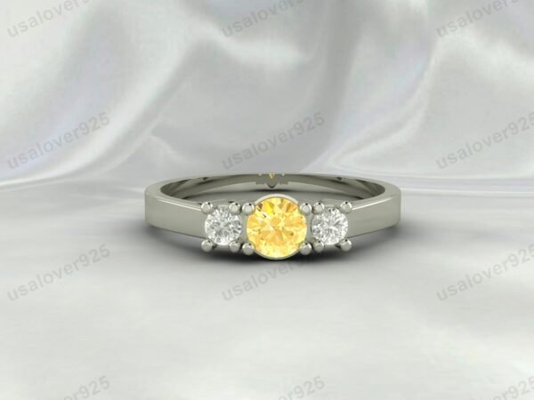 Citrine Gemstone Women Ring 925 Sterling Silver Jewelry