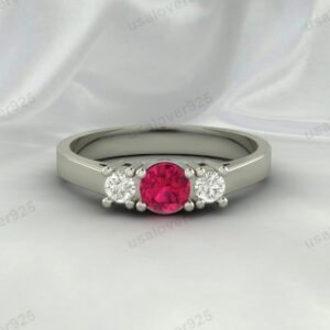 Pink Ruby Gemstone Women Ring 925 Sterling Silver Jewelry